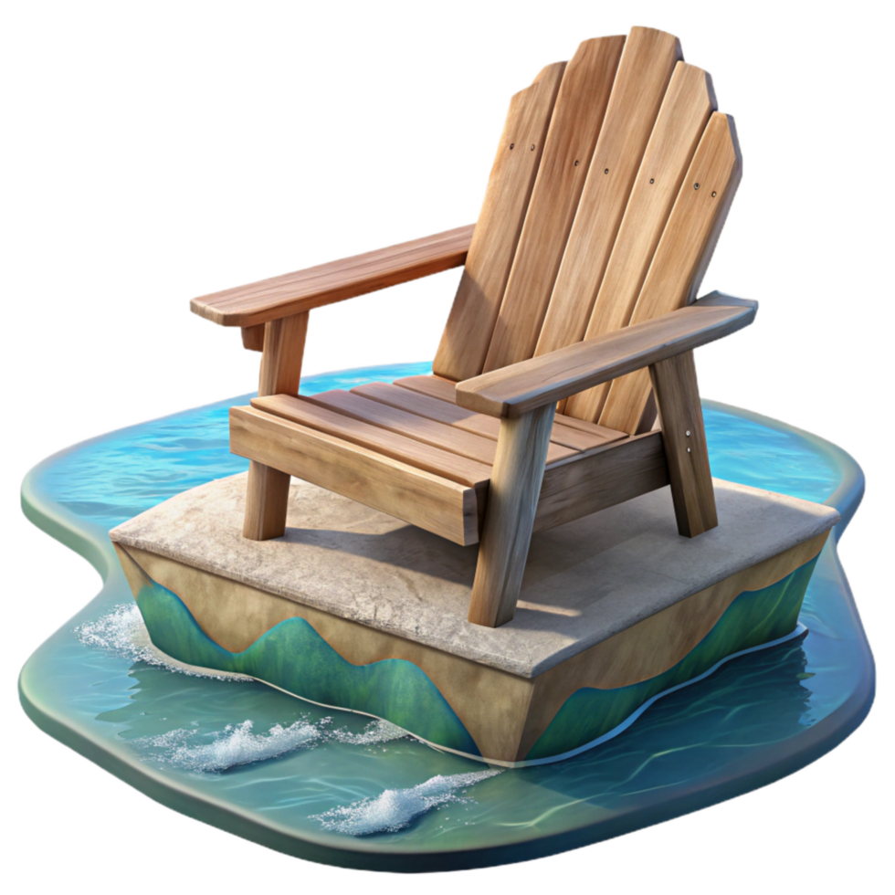 serene modern Empty Adirondack Chair Lake View Transparent Background detailed png