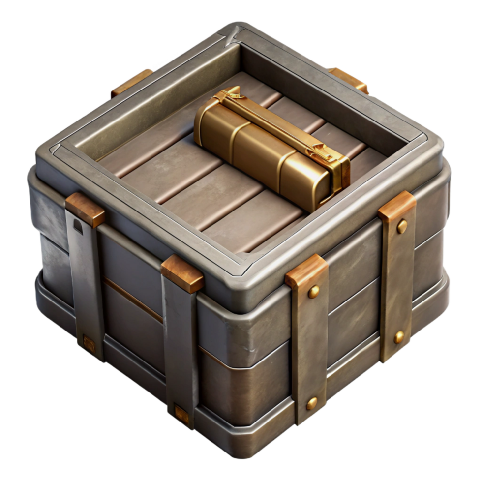 stunning contemporary Empty Ammo Box Top View Transparent Background authentic png