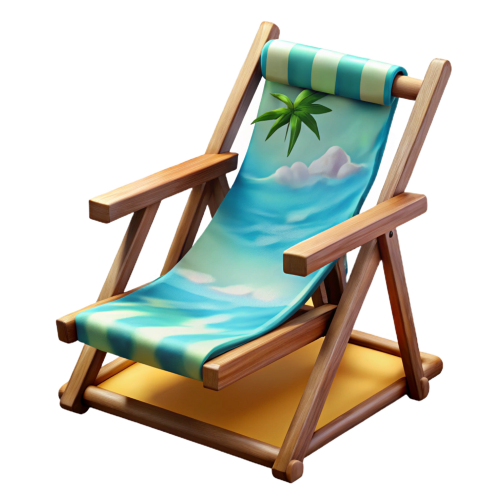 beautiful vintage Empty Beach Chair with Umbrella Isolated authentic png