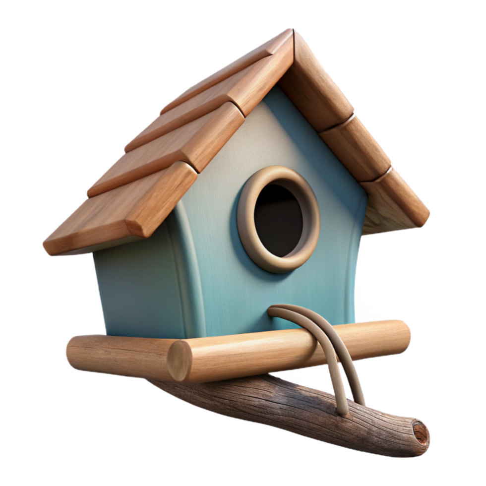 serene artistic Empty Birdhouse on a Branch Transparent Background high resolution png