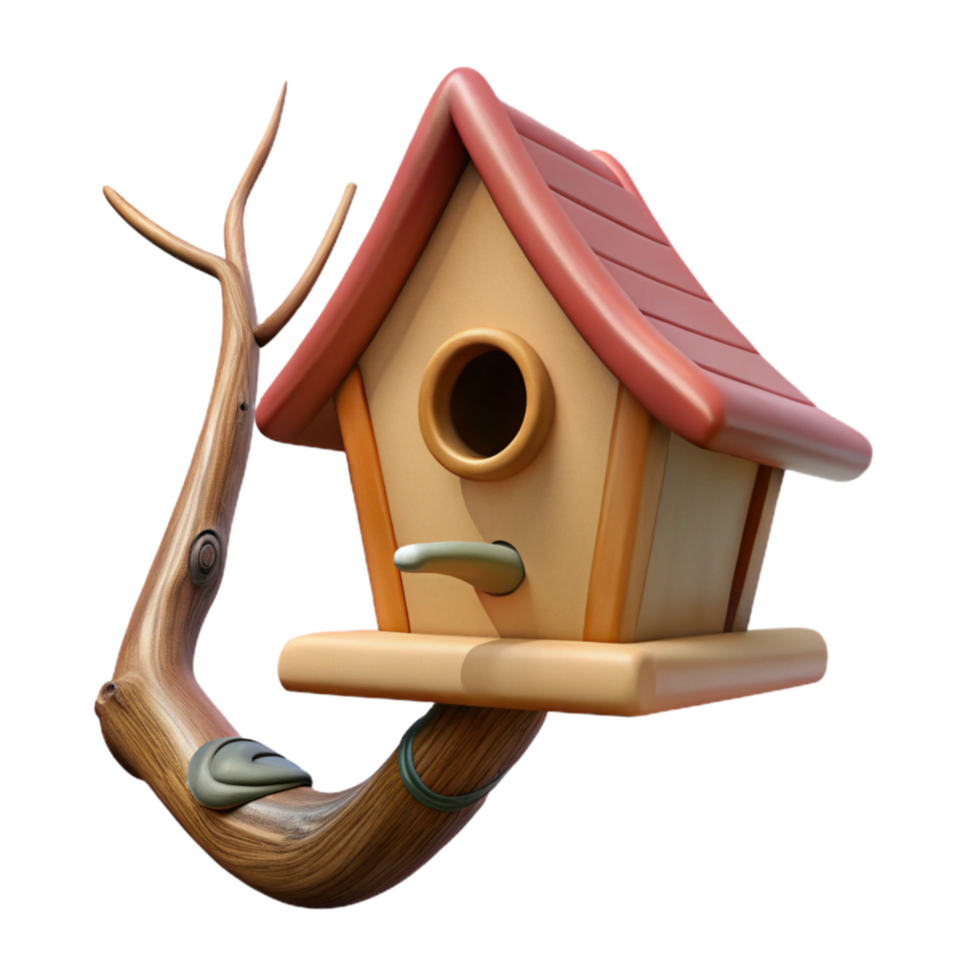 impressive contemporary Empty Birdhouse on Tree Branch Isolated high resolution png