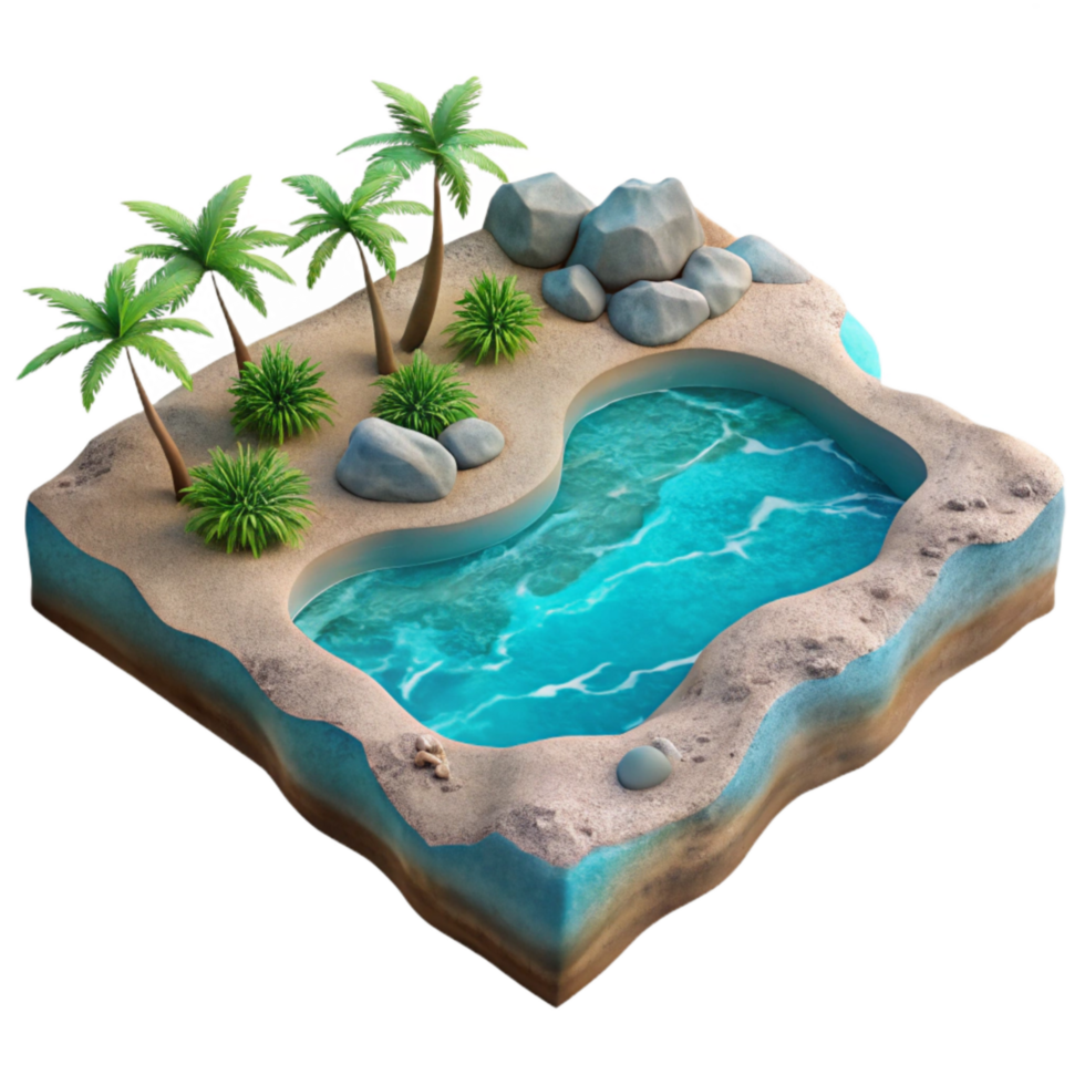 dramatic vintage Empty Beach with Turquoise Water Cutout high resolution png