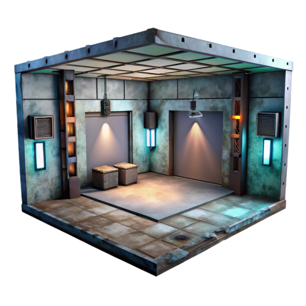 magnificent artistic Empty Digital Room Harsh Lighting Isolated high quality png