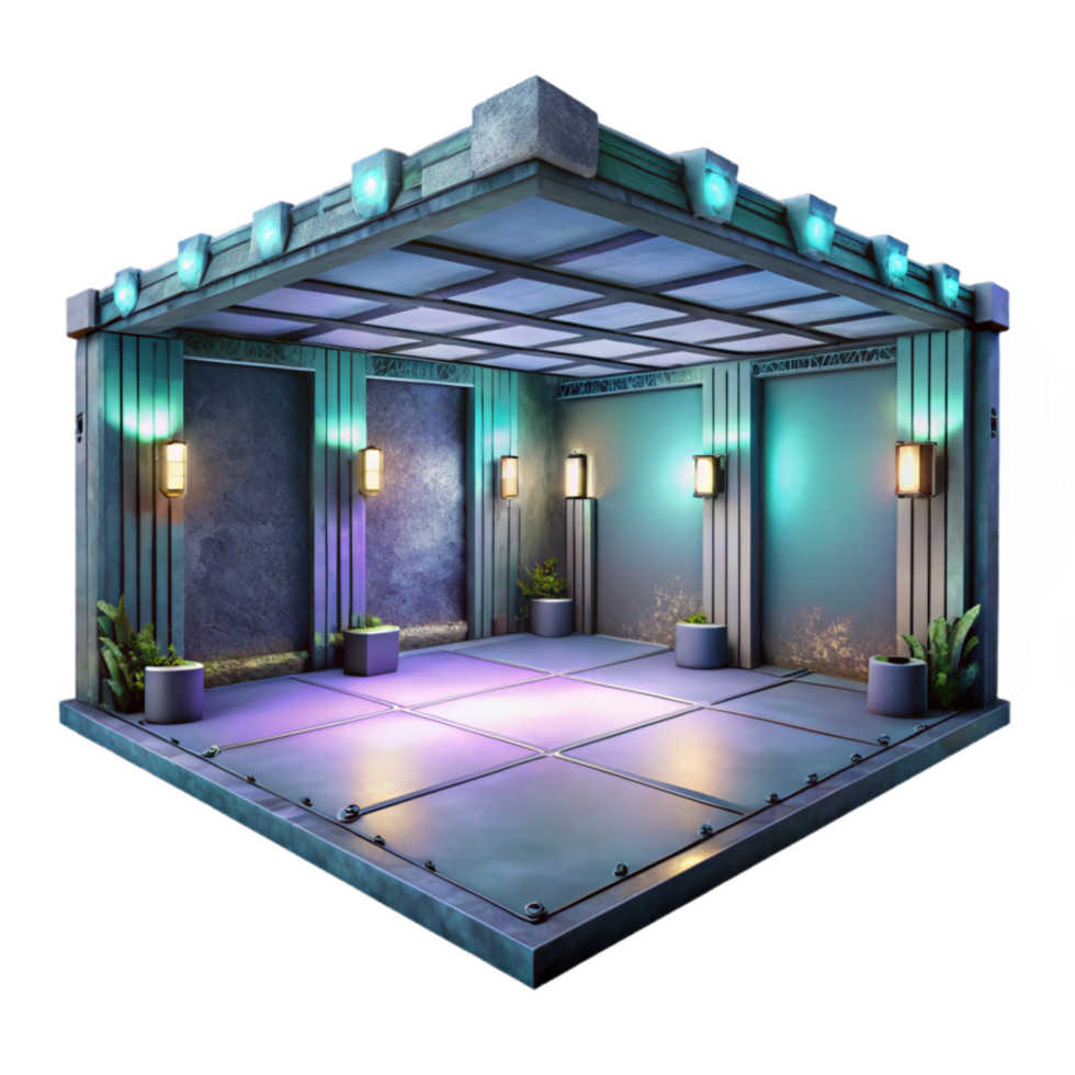 stunning vintage Empty Digital Room Harsh Lighting Isolated detailed png