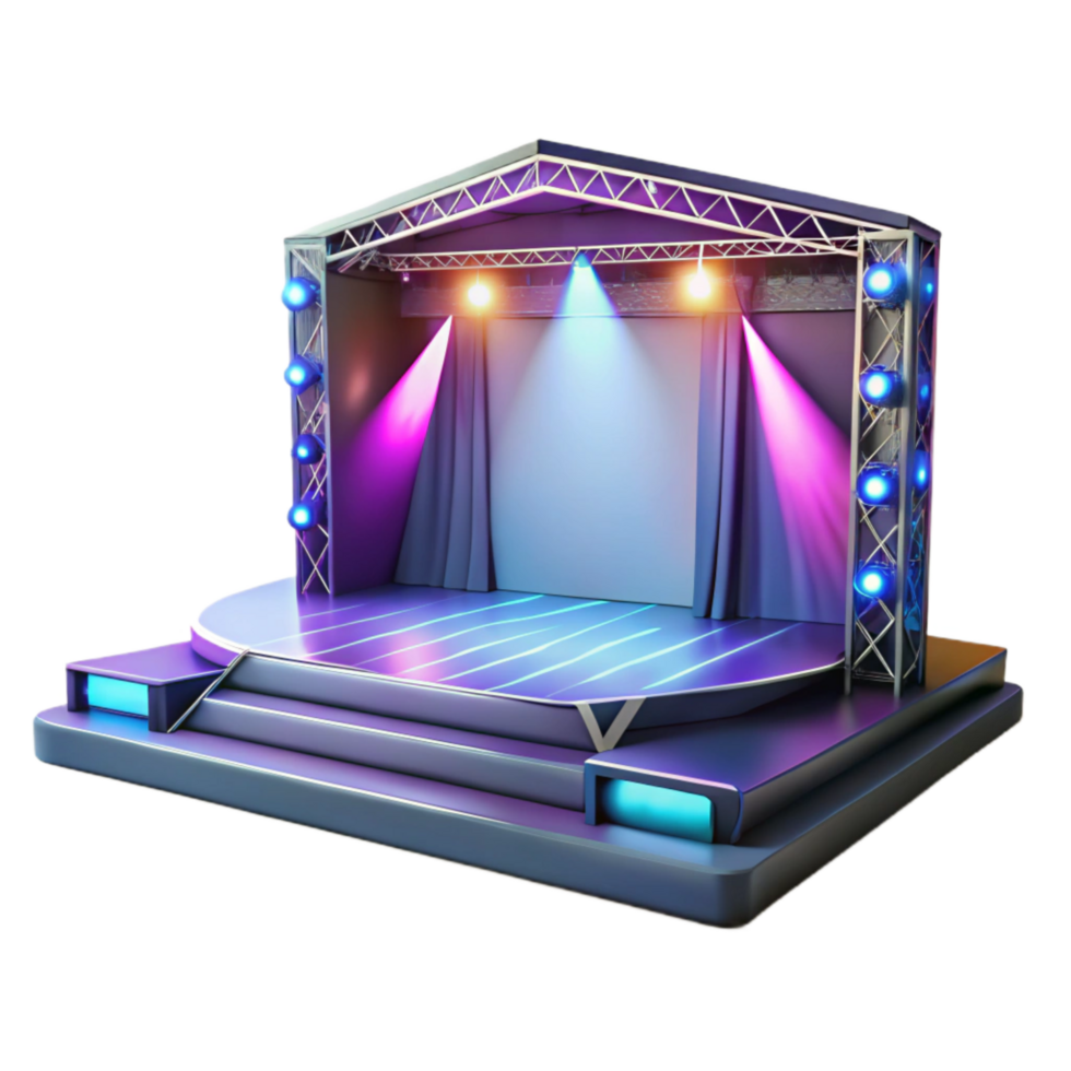wonderful traditional Empty Digital Stage Bright Lighting Transparent Background png