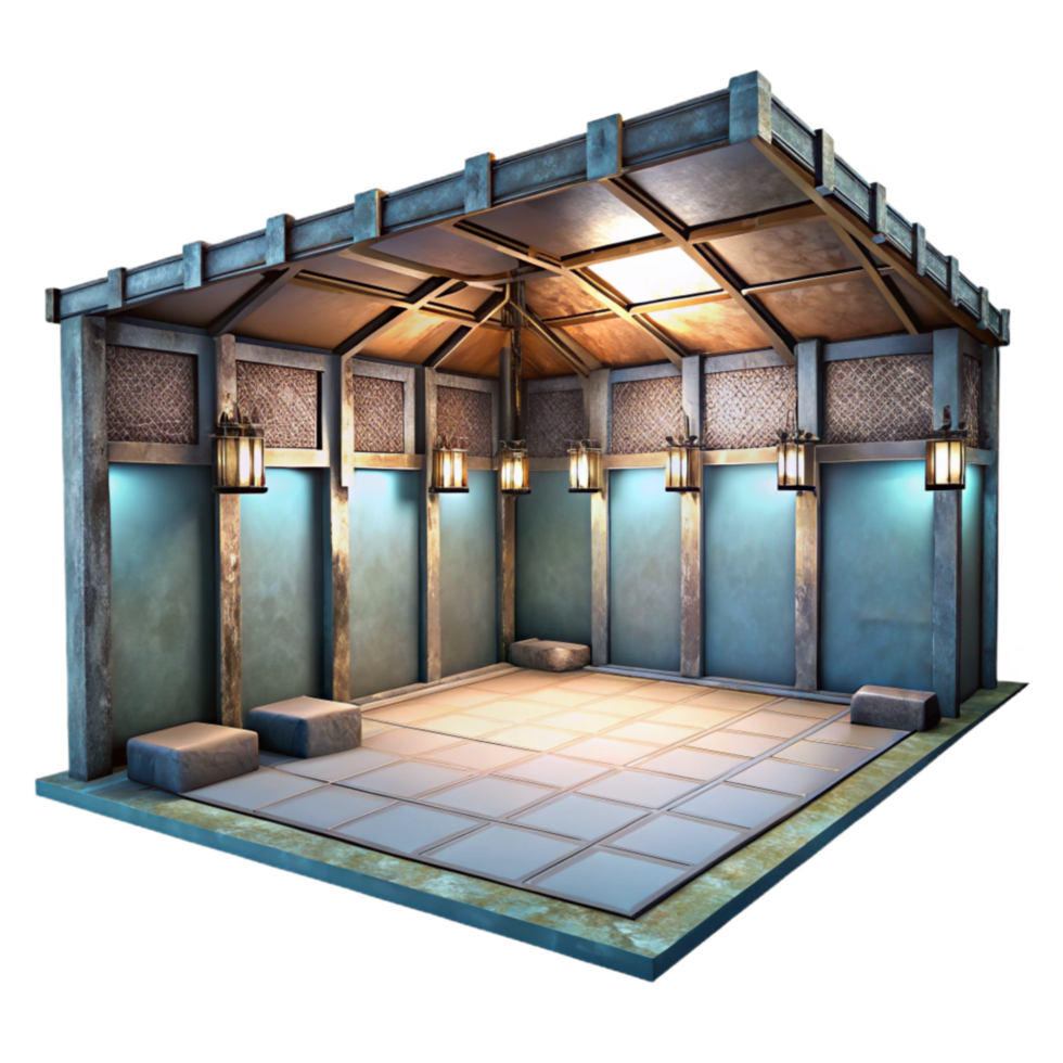 elegant vintage Empty Digital Room Harsh Lighting Isolated detailed png