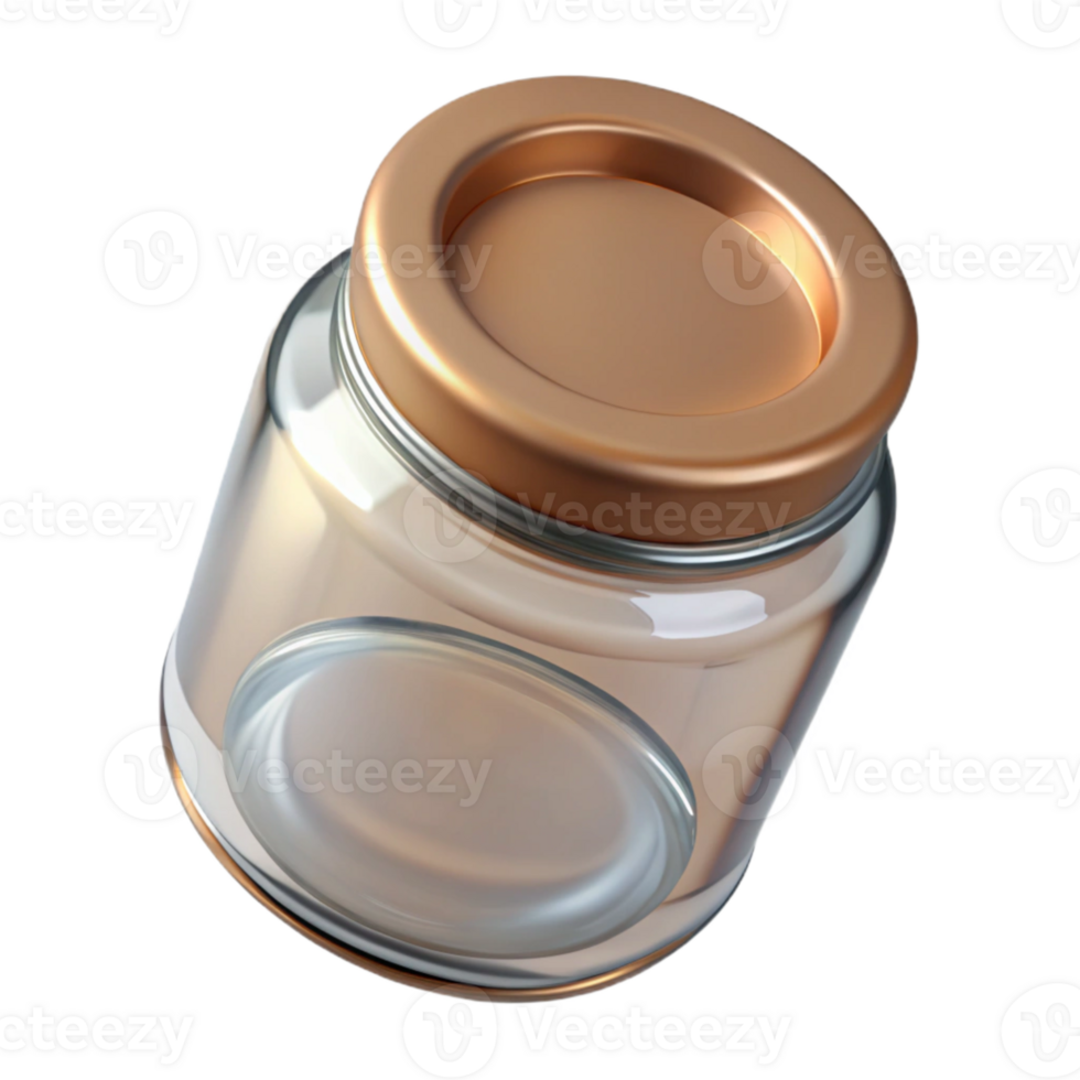 elegant contemporary Empty Glass Jar Top View Isolated on Transparent Background professional png