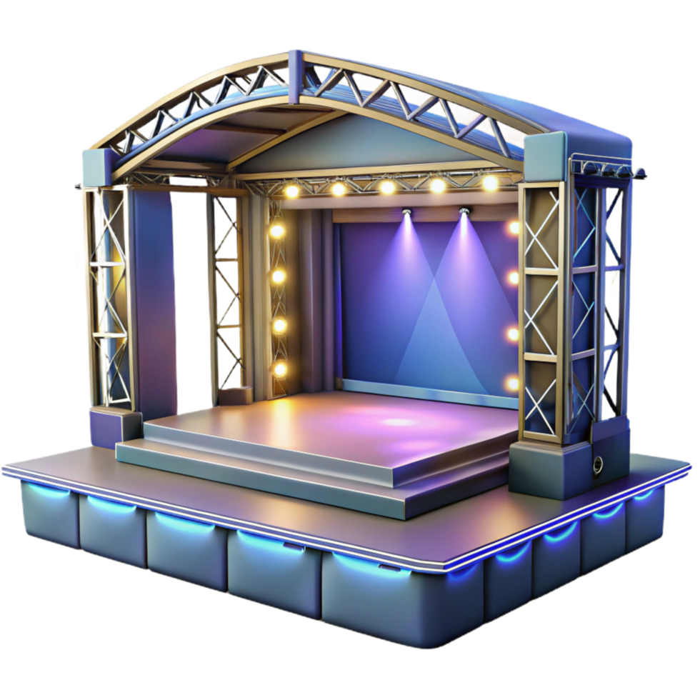 dramatic vintage Empty Digital Stage Bright Lighting Transparent Background detailed png
