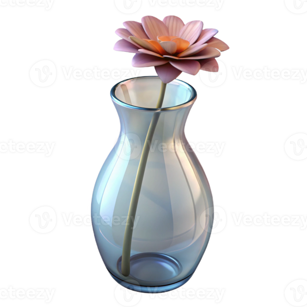 extraordinary minimalist Empty Glass Vase with Single Flower Transparent Background premium png