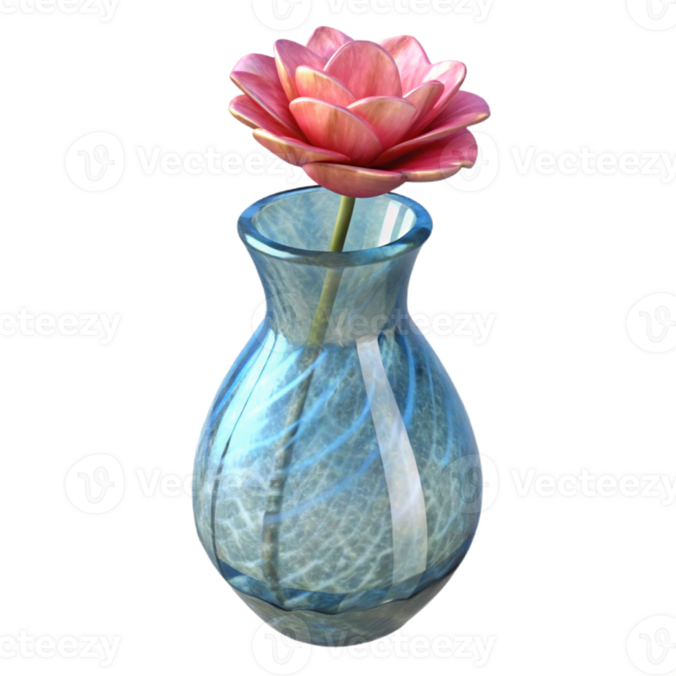 dramatic minimalist Empty Glass Vase with Single Flower Transparent Background png
