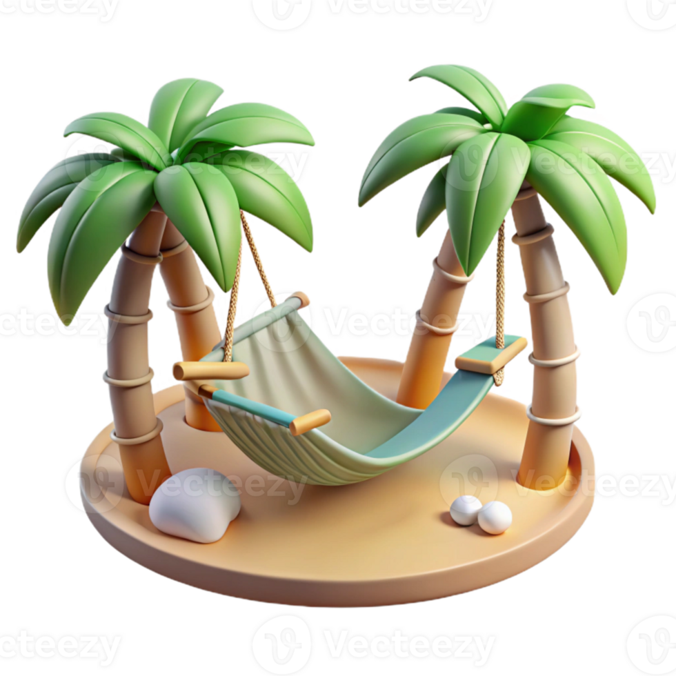 beautiful modern Empty Hammock Beach Scene Cutout Element premium png