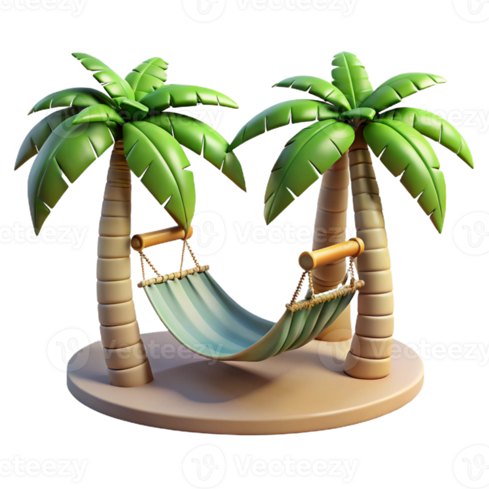 serene creative Empty Hammock Under Palm Trees Transparent Background high resolution png