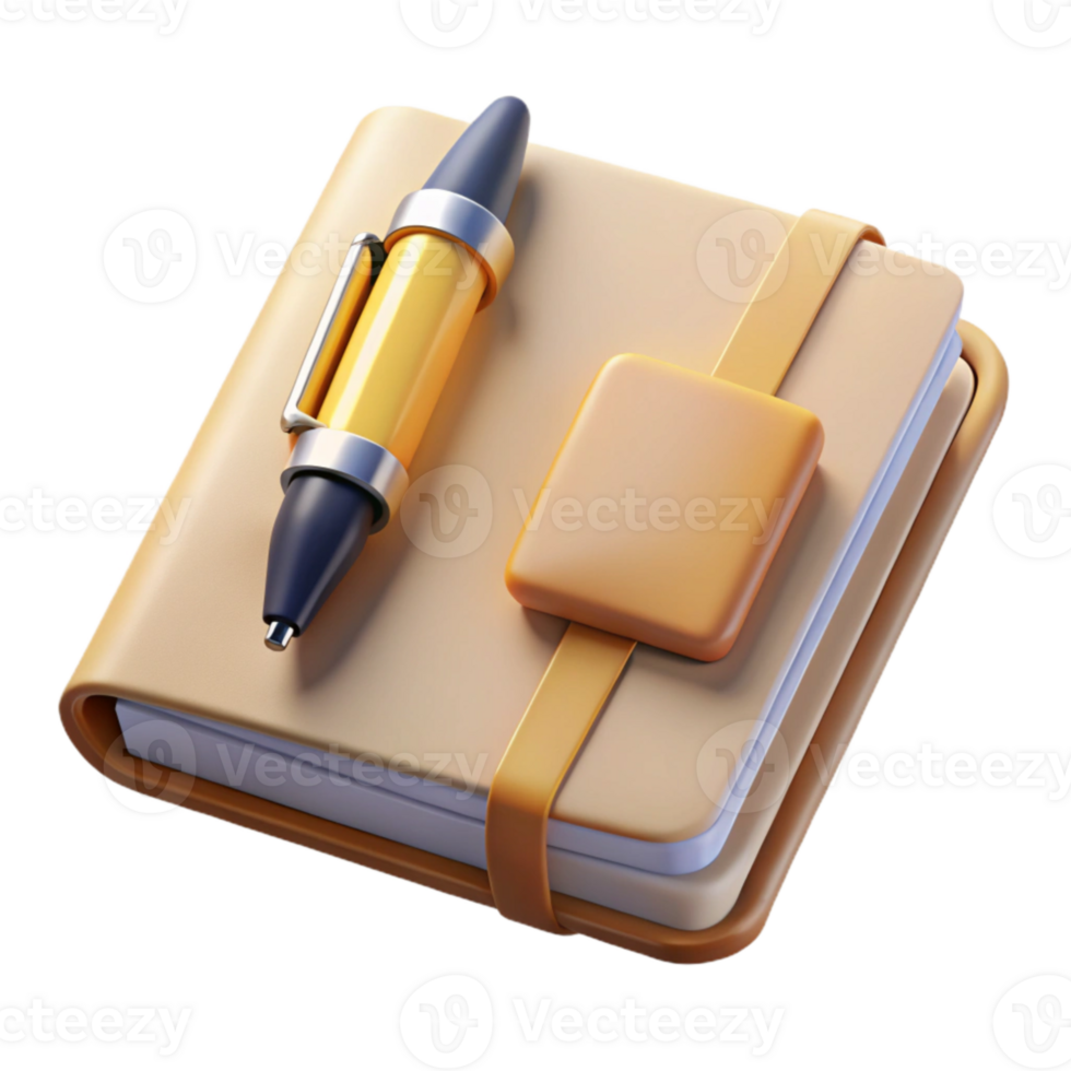 extraordinary modern Empty Notebook and Pen Top Angle Isolated high quality png