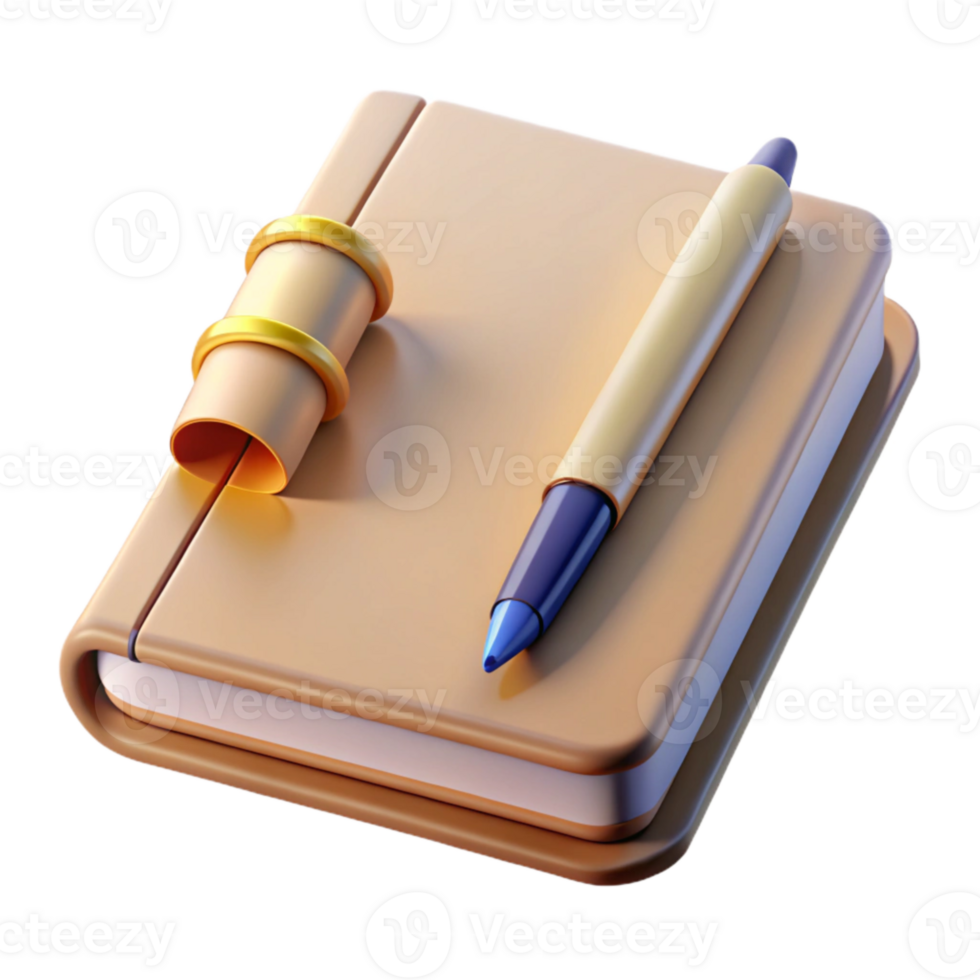 serene rustic Empty Notebook with Pen Shadow Isolated professional png