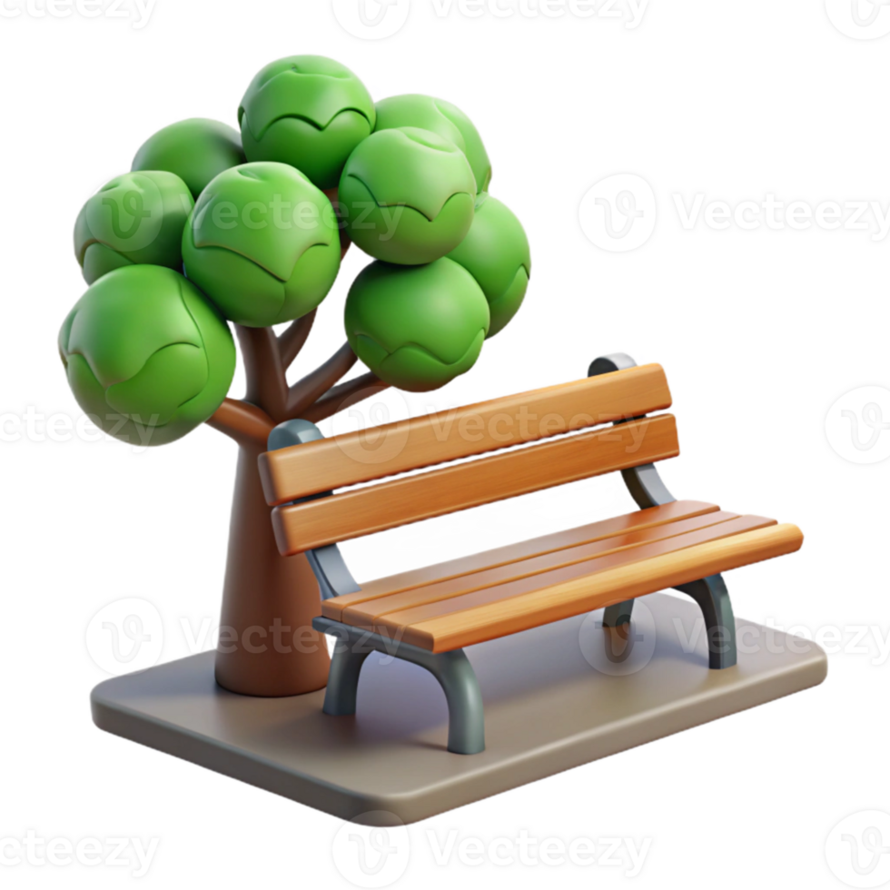impressive creative Empty Park Bench Under Tree Isolated Cutout original png