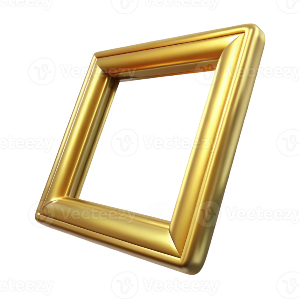 stunning minimalist Empty Picture Frame Gold Finish Isolated on Transparent Background high quality png
