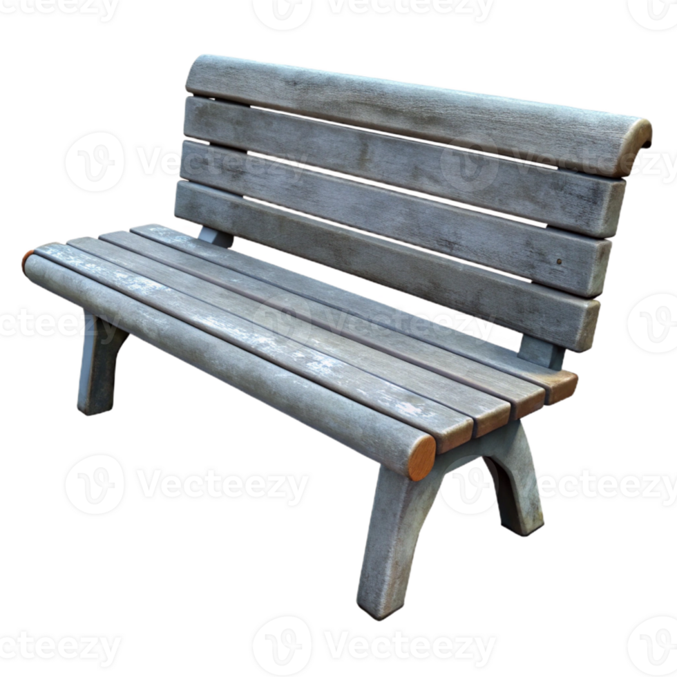 elegant classic Empty Park Bench Side View Isolated authentic png