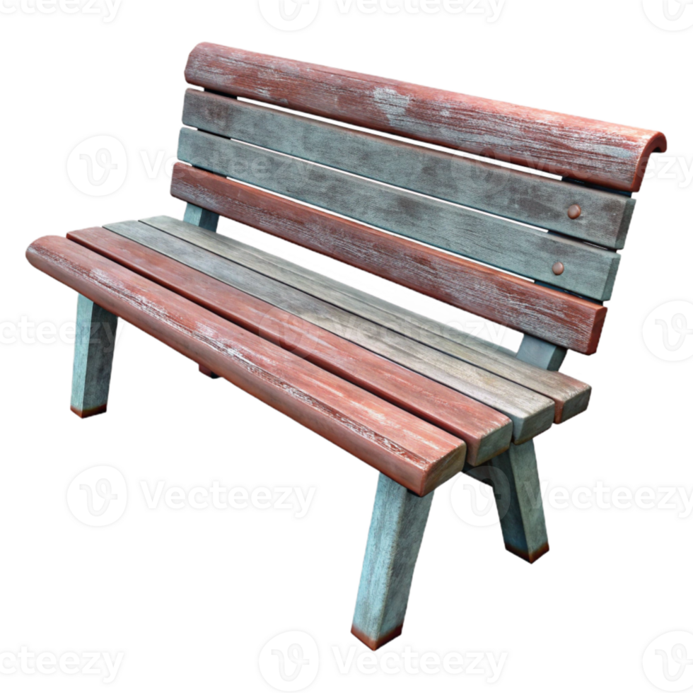 vibrant artistic Empty Park Bench Side View Isolated high resolution png