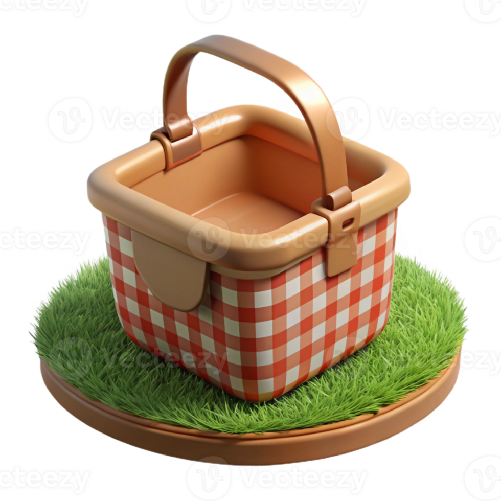 wonderful modern Empty Picnic Basket on Grass Isolated png