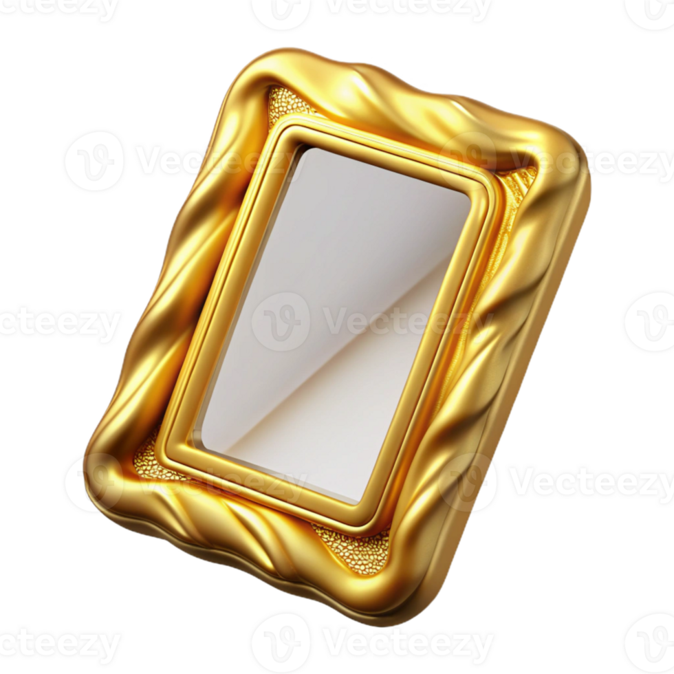 dramatic traditional Empty Picture Frame Gold Finish Isolated on Transparent Background authentic png