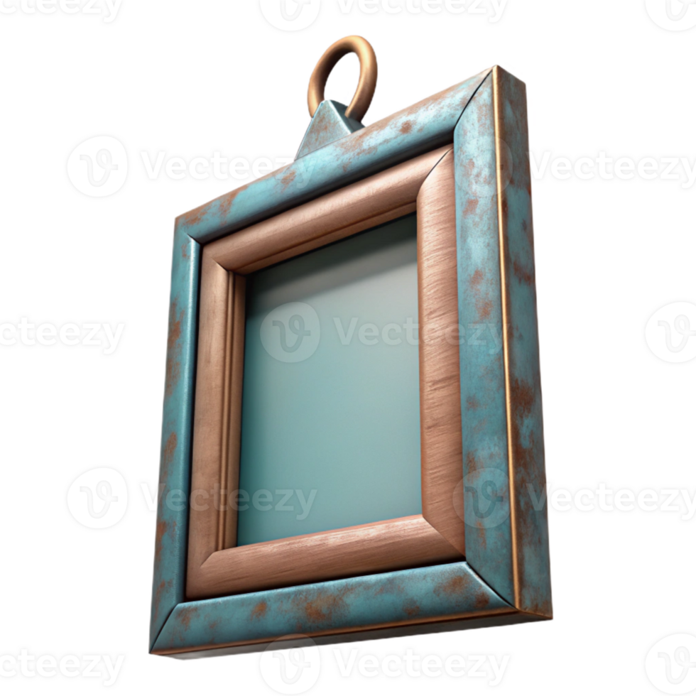 vibrant traditional Empty Picture Frame Hanging on Wall Isolated Element professional png