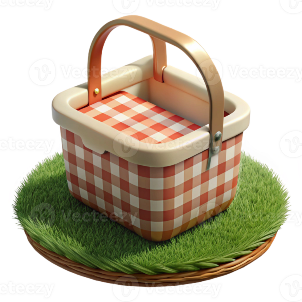 wonderful contemporary Empty Picnic Basket on Grass Isolated high quality png