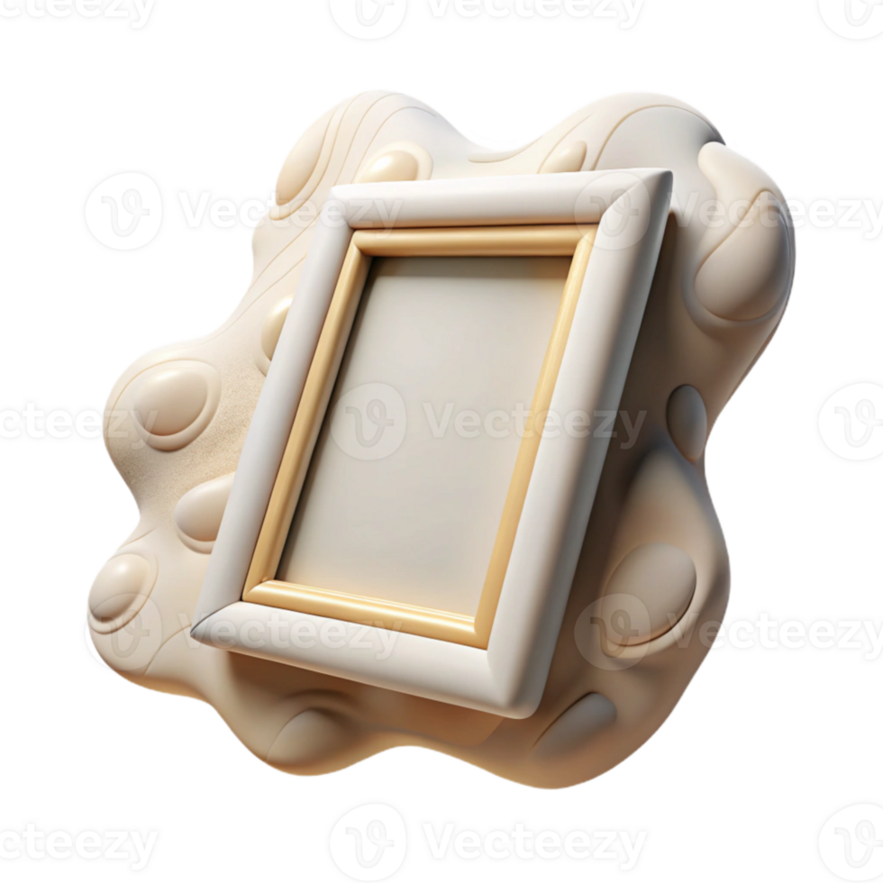 serene artistic Empty Picture Frame on White Wall Isolated premium png