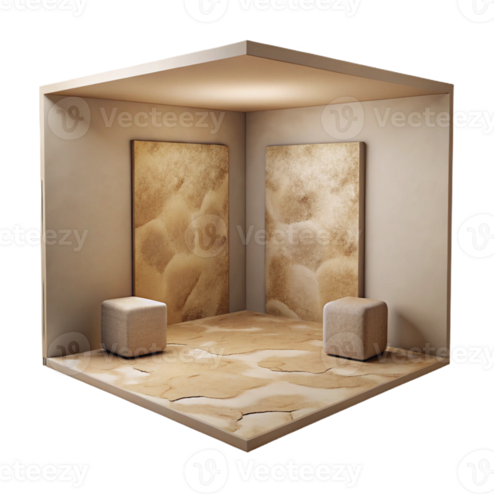 magnificent minimalist Empty Room with Beige Walls Transparent professional png