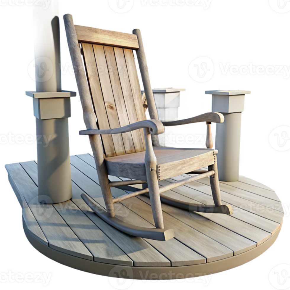 vibrant artistic Empty Rocking Chair on Porch Isolated detailed png