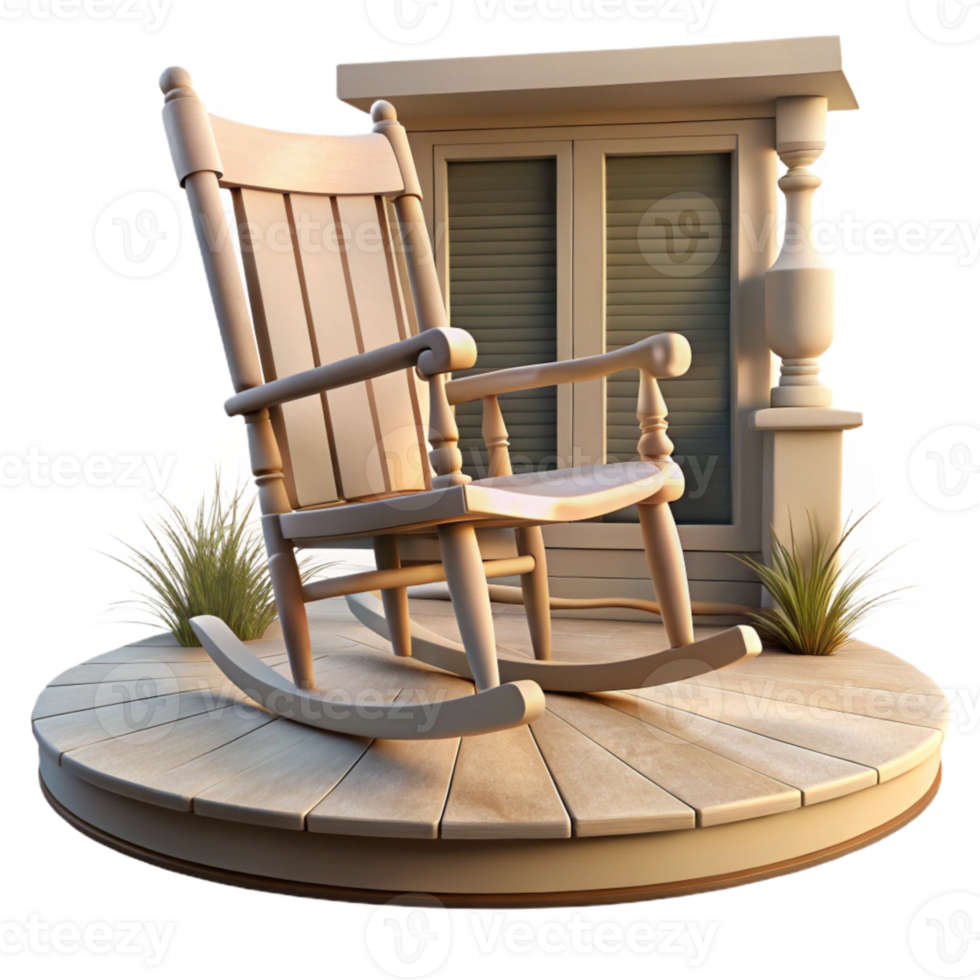 extraordinary minimalist Empty Rocking Chair Porch View Isolated exclusive png