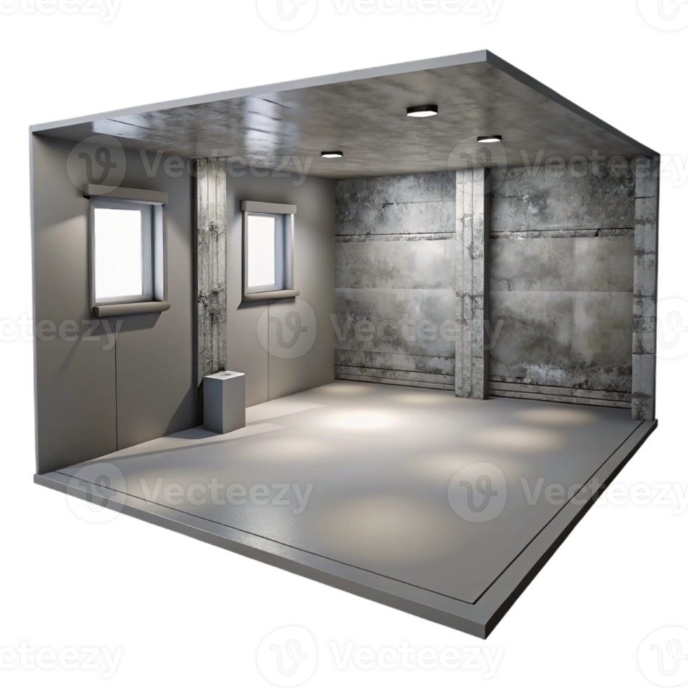 stunning modern Empty Room with Grey Walls Transparent high quality png