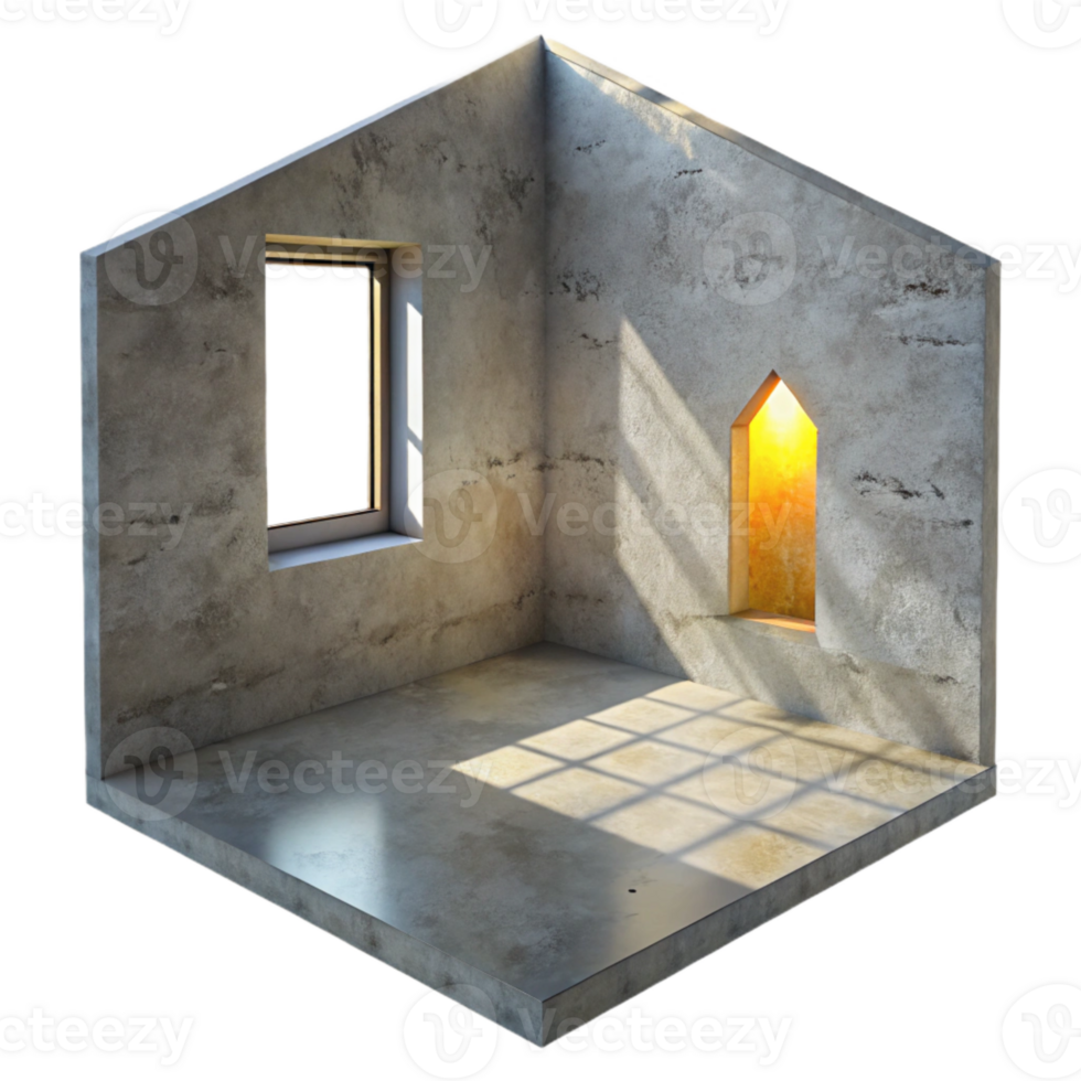 extraordinary traditional Empty Room Corner with Sunlight Cutout high quality png
