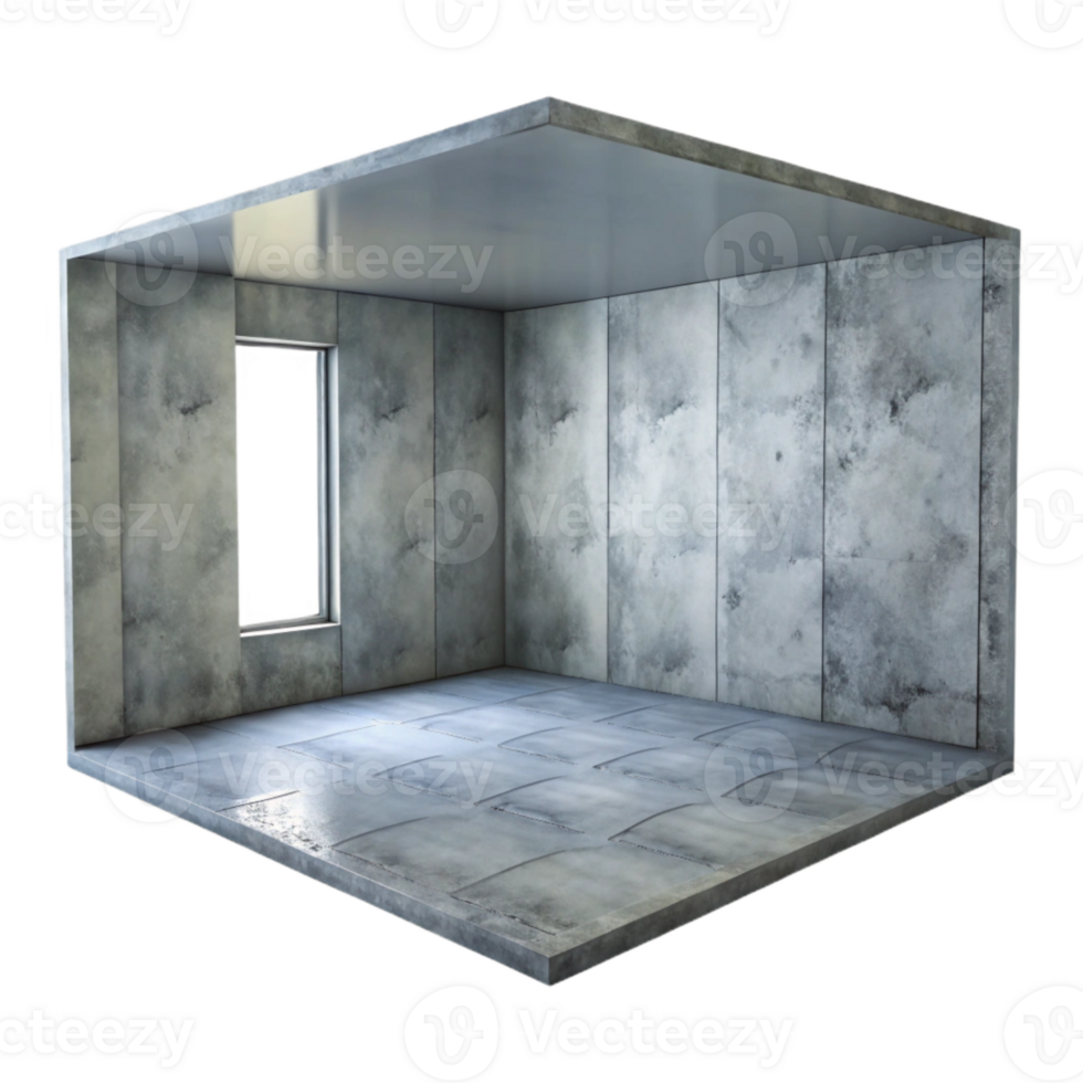 wonderful rustic Empty Room with Grey Walls Transparent high quality png