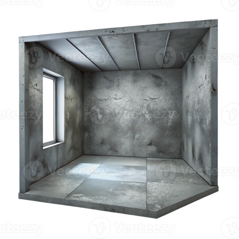 stunning artistic Empty Room with Grey Walls Transparent premium png