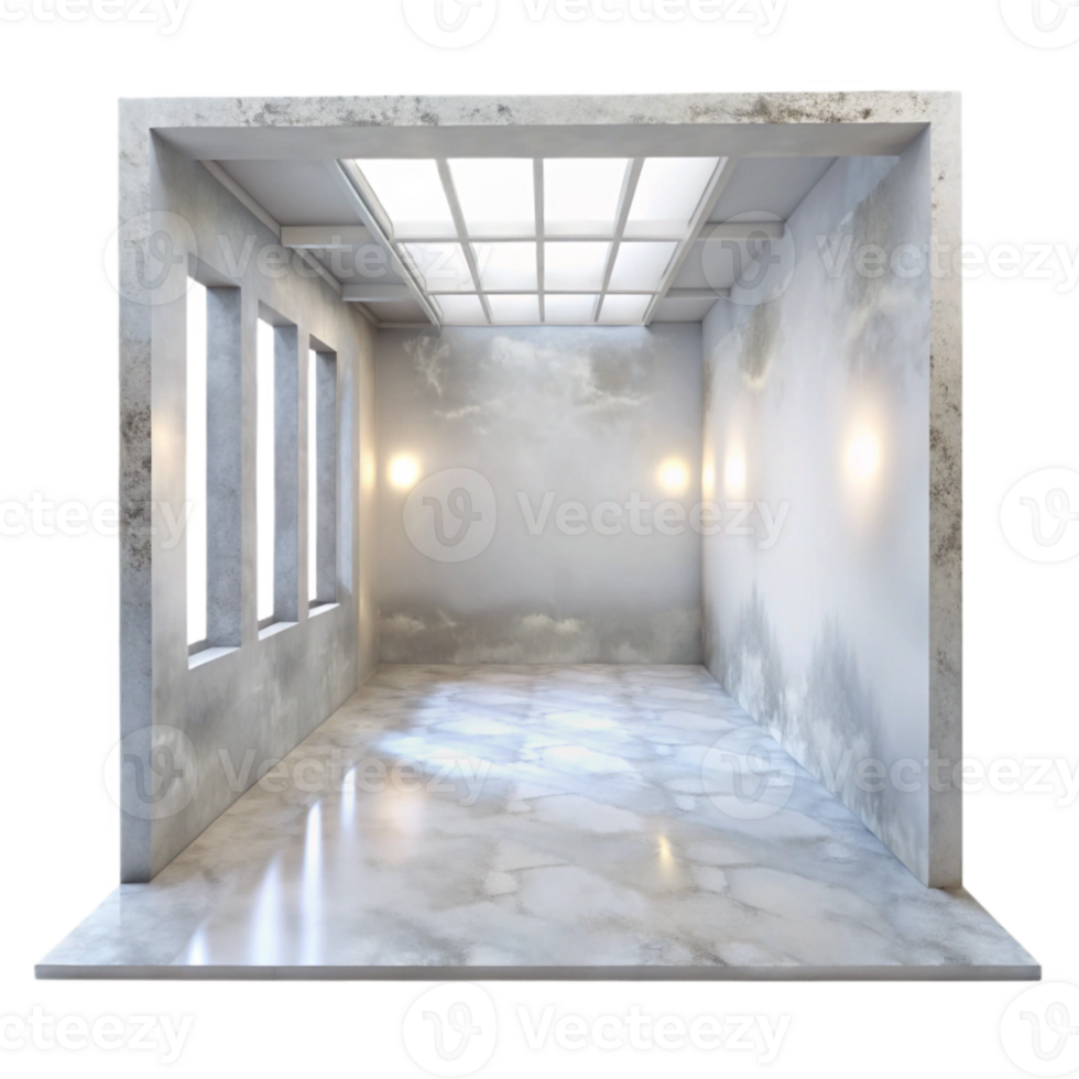 elegant creative Empty Room with White Walls and Floor Cutout original png
