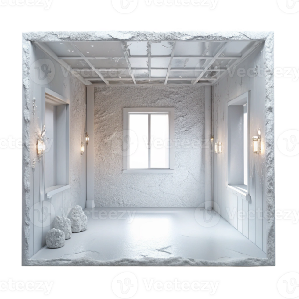 dramatic modern Empty Room with White Walls and Floor Cutout high quality png