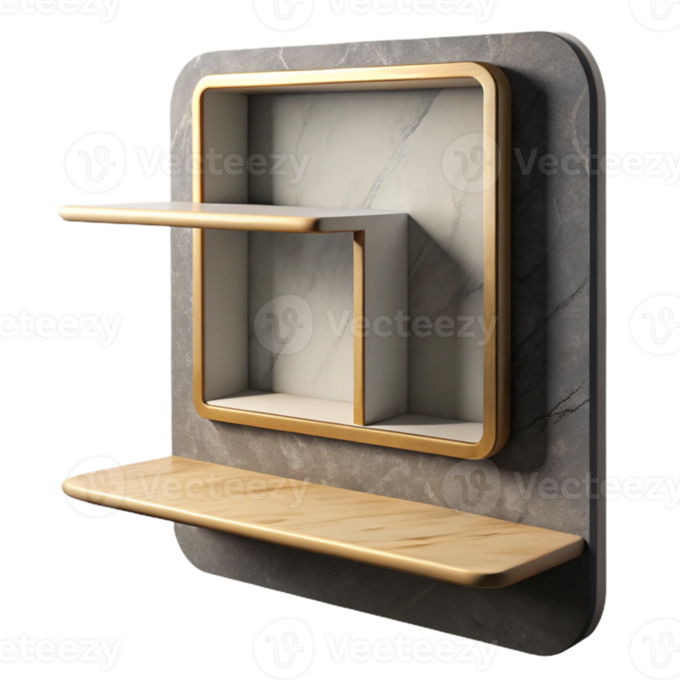 serene abstract Empty Shelf with Frame Shadow Isolated high quality png