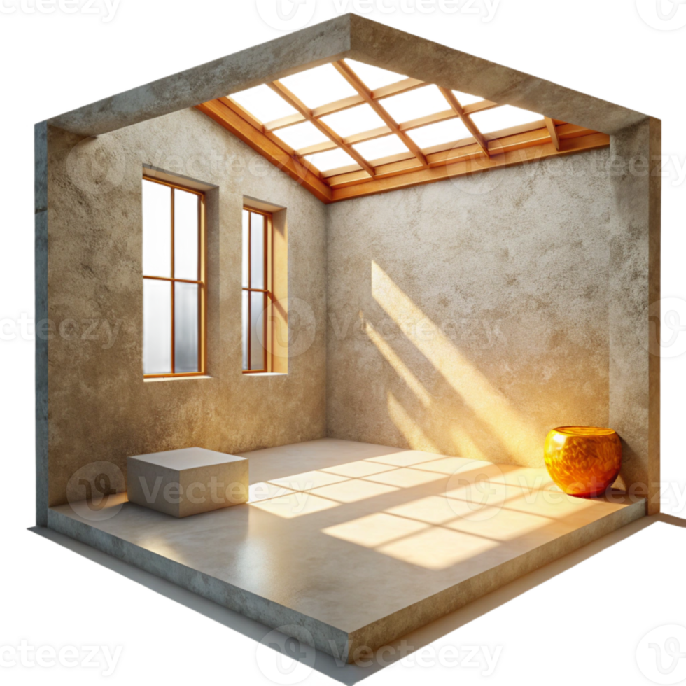 dramatic abstract Empty Room with Sunlight Cutout png