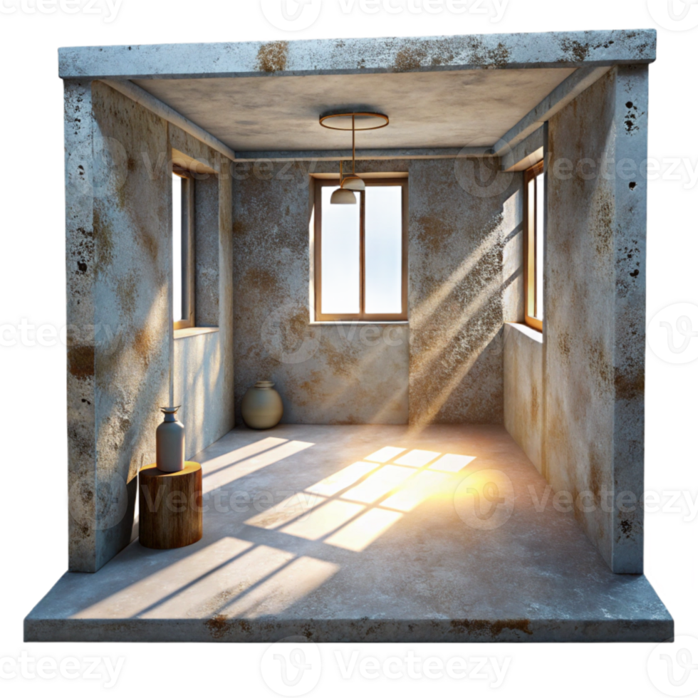 stunning rustic Empty Room with Sunlight Cutout high resolution png
