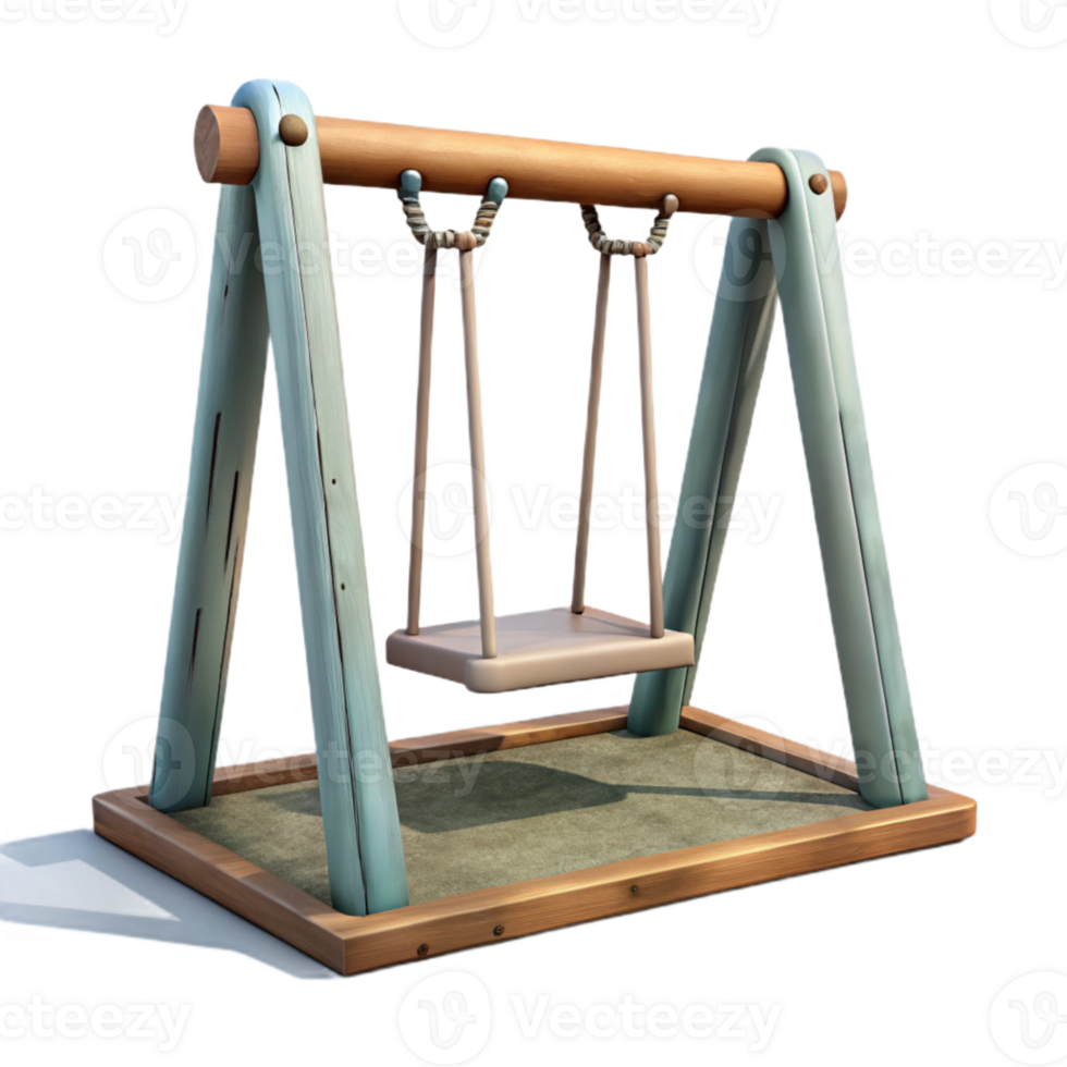 beautiful rustic Empty Swing Set in Playground Isolated high quality png