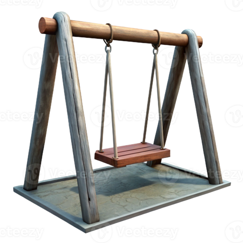 wonderful traditional Empty Swing Set in Playground Isolated professional png