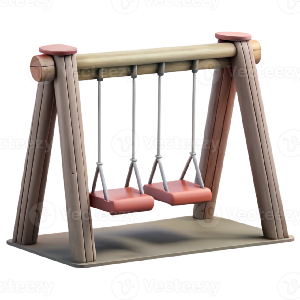 vibrant rustic Empty Swing Set Playground Isolated professional png