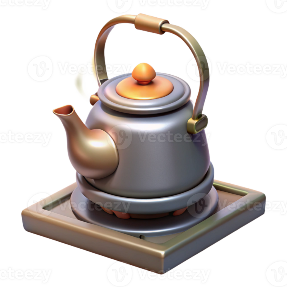 wonderful artistic Empty Teapot on a Stove Transparent Background high resolution png