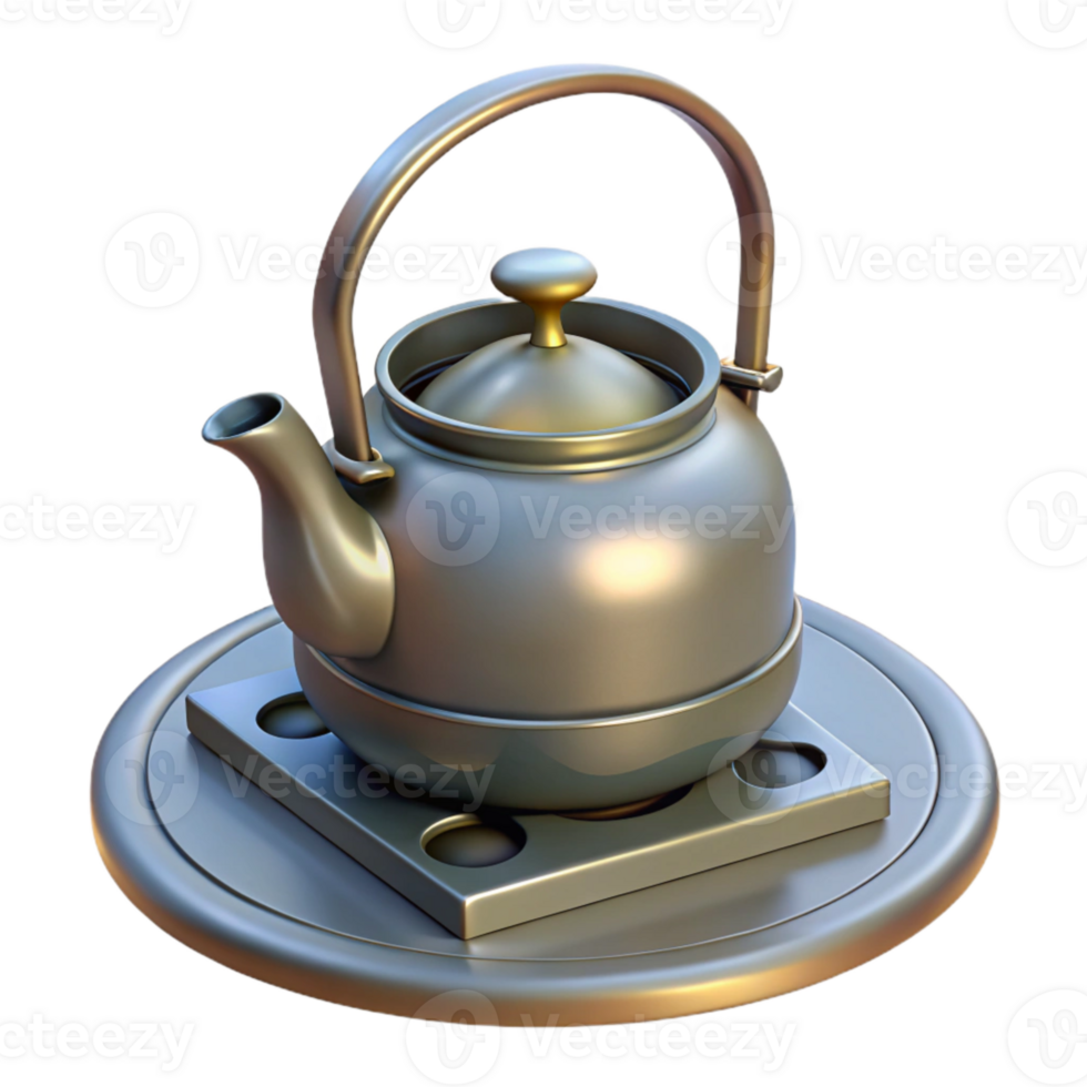 serene vintage Empty Teapot on a Stove Transparent Background authentic png