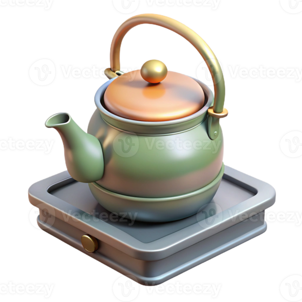 beautiful minimalist Empty Teapot on a Stove Transparent Background original png