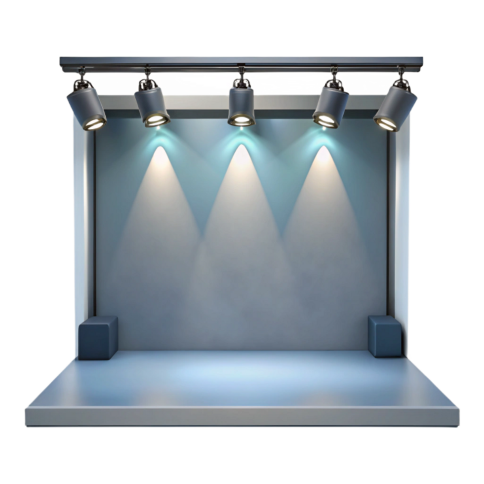 dramatic traditional Empty Virtual Gallery Space with Spotlights Isolated professional png