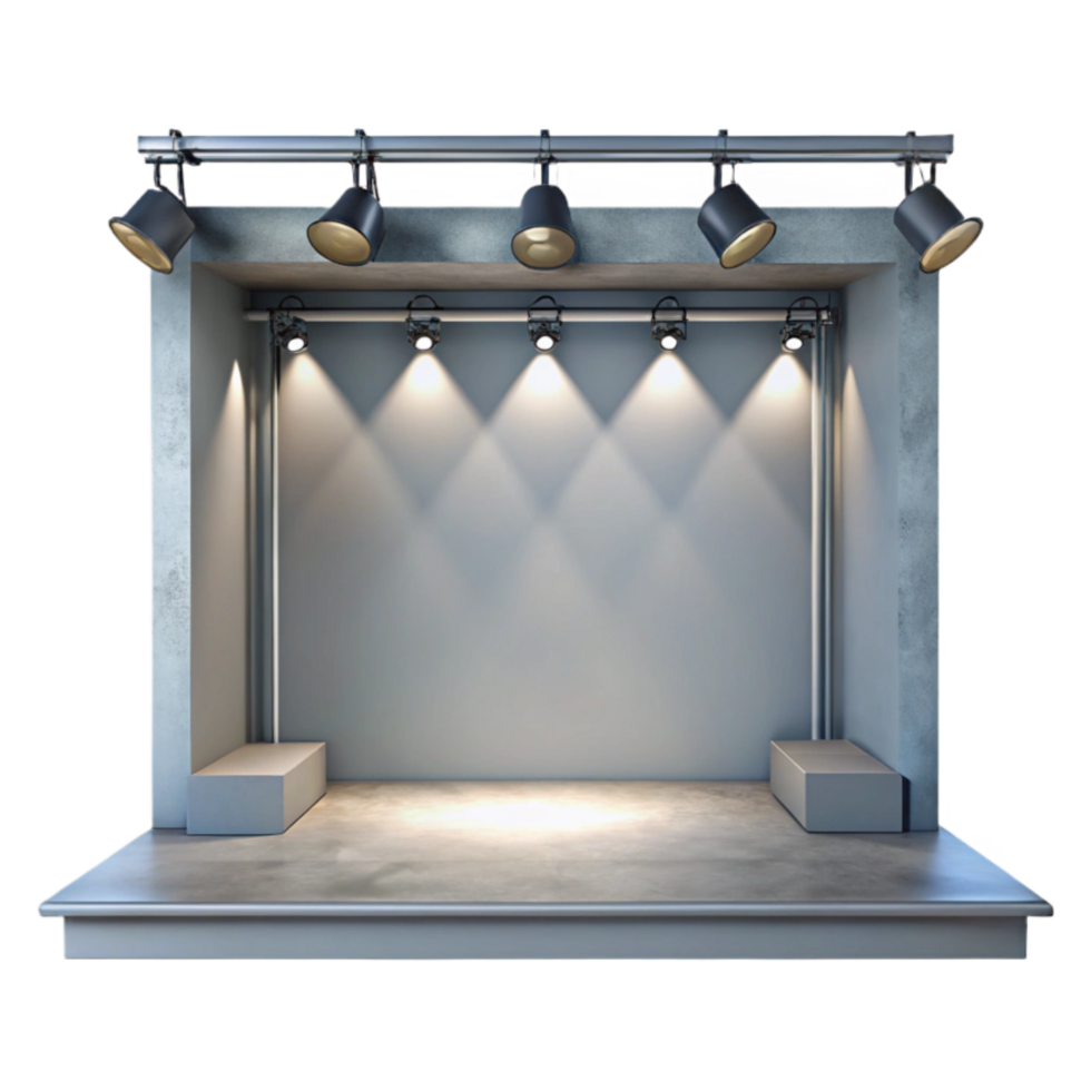 beautiful classic Empty Virtual Gallery Space with Spotlights Isolated high quality png