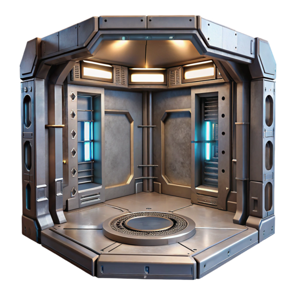 stunning classic Empty Teleportation Chamber Metal Walls Cutout professional png