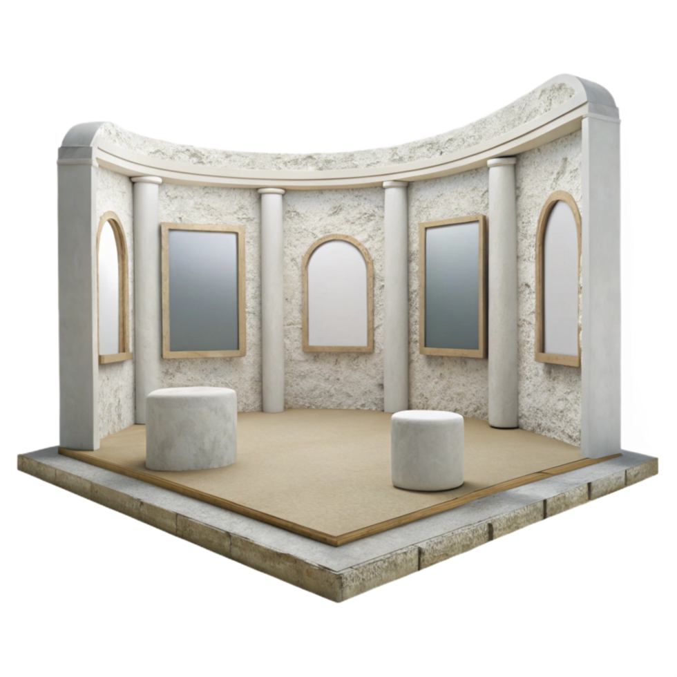 stunning creative Empty Virtual Museum with White Walls Cutout detailed png