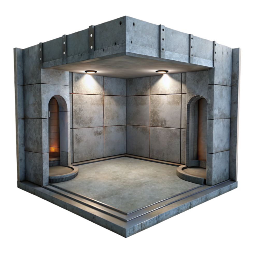 elegant artistic Empty Teleportation Room Concrete Walls Cutout professional png